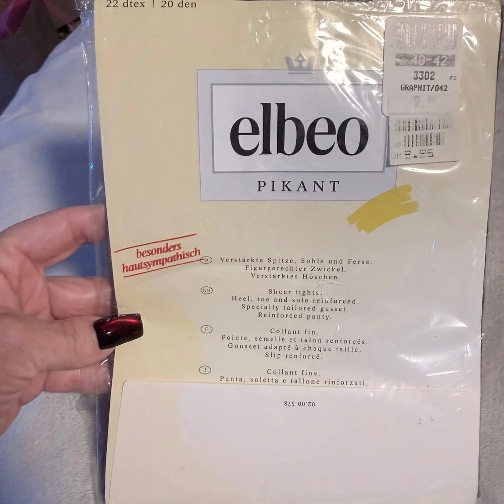 Vintage‎ Elbeo Pikant Pantyhose Graphit 042 Size 40-42 20 Den NOS Germany
